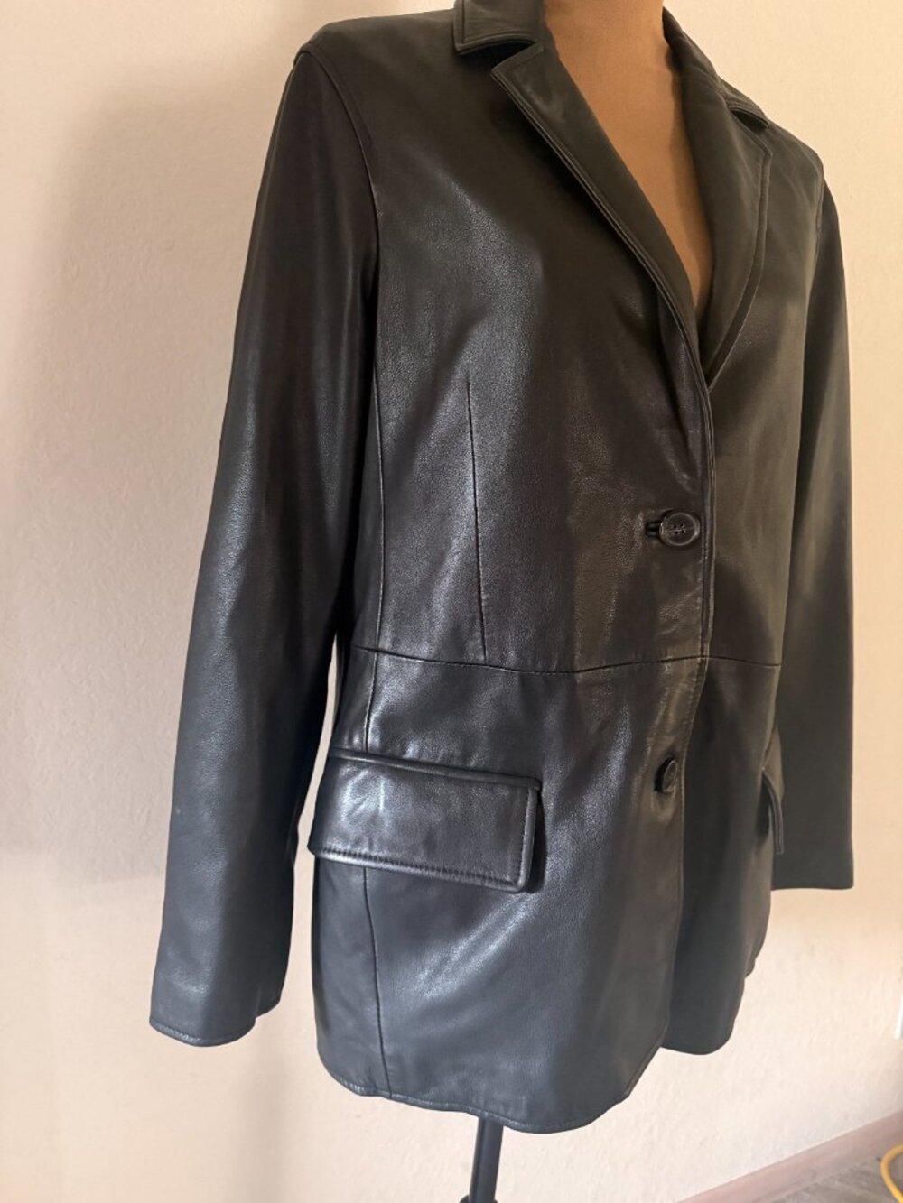 ALL SAINTS Corinna Leather Blazer in Black Size US8 - Picture 2 of 14